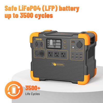 ระบบเครื่องกำเนิดไฟฟ้าพลังงานแสงอาทิตย์แบบพกพา LiFePO4 ขนาด 2200W 3500 รอบ พร้อมการชาร์จไฟอย่างรวดเร็ว 2 ชั่วโมง