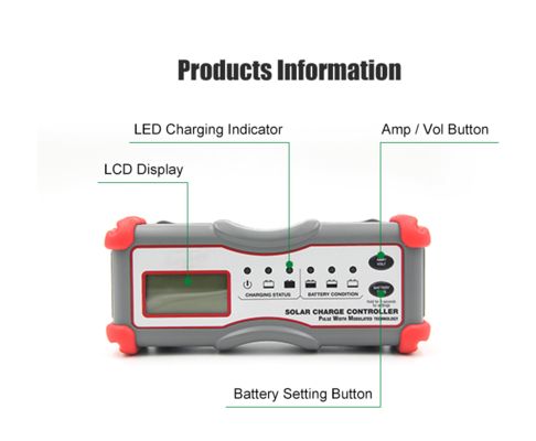 ตัวควบคุมการชาร์จพลังงานแสงอาทิตย์แบบดิจิตอล PWM 5 ขั้นตอน 600W IP65 สำหรับระบบพลังงานแสงอาทิตย์