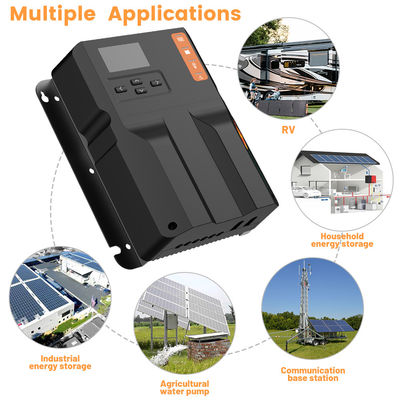 การเย็นธรรมชาติ MPPT เครื่องควบคุมการชาร์จแสงอาทิตย์ พร้อมจอ LCD และทั่วไปในการติดดินลบ