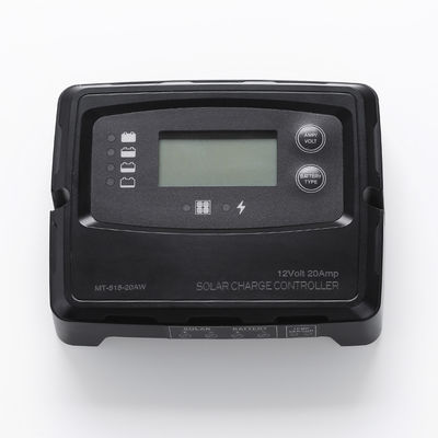 เครื่องควบคุมการชาร์จแสงอาทิตย์ดิจิตอล LCD สีดํา 20A 12V 24V พร้อมชาร์จ 760W 24V 380W 12V และ 5 ขั้นตอน